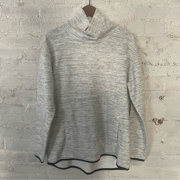 Tek Gear Gray/Black Trim Cowl Neck With Front Pocket Sweater Sz M - Picture 1 of 3